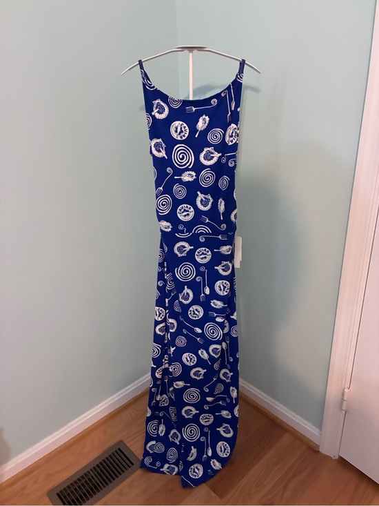 Lisa Says Gah Dresses & Skirts - Lisa Says Gah Royal Blue and White Caviar Spiral Fork Halter Maxi Dress NWT